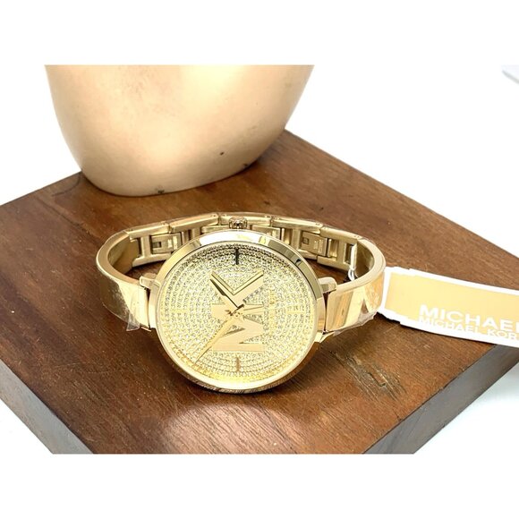 Michael Kors Women's Watch MK4469 Gemmed Bangle Quartz Gold Stainless Steel 38mm - Picture 7 of 13